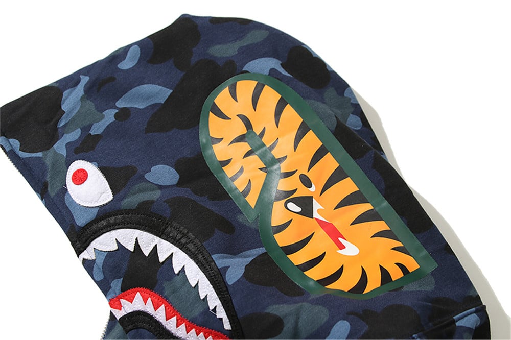 BAPE x PSG Shark Full Zip Hoodie Navy Men's - FW18 - GB