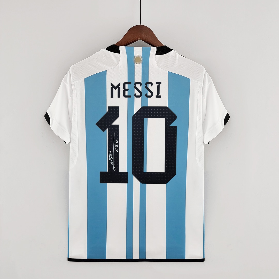 Lionel Messi Signed 2022 Argentina National Team Jersey – Gold & Silver  Pawn Shop